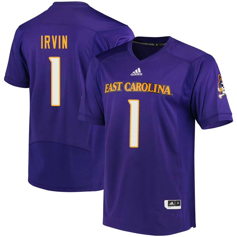 Men #1 Tim Irvin East Carolina Pirates College Football Jerseys Sale-Purple - Click Image to Close